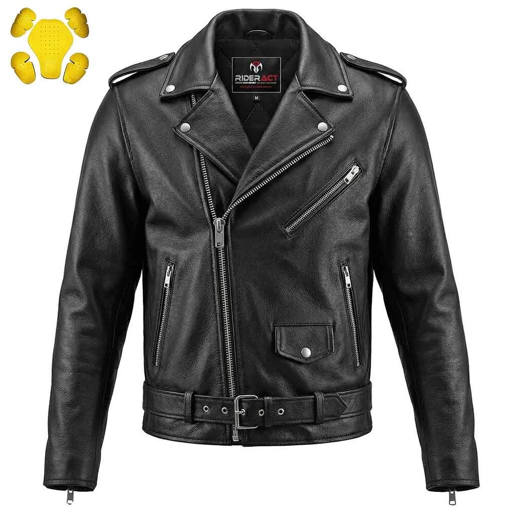 Mens Black Vintage Leather Jacket Motorcycle Rider Coat Bomber Style Outerwear